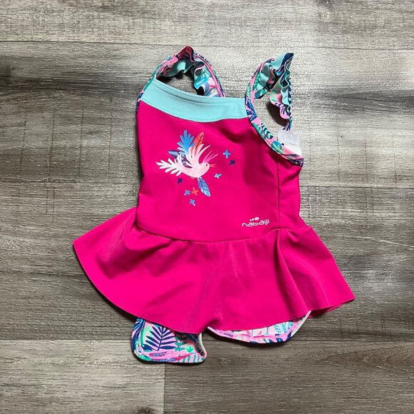 Nabaiji Sleeveless Tank Snap Bottom Swim Suit Onsie Pink Baby Girl Size 0-3 M - Picture 2 of 6